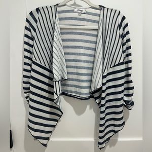 D-Signed Striped Cropped Cardigan